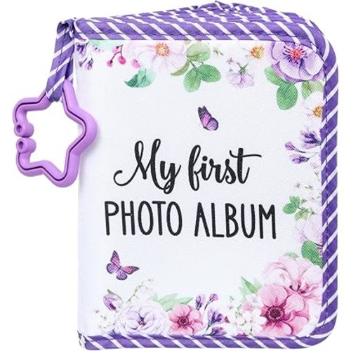 Baby's My First Family Album Soft Photo Cloth Book Holds 4x6 Family Pictures My First Book of Photo Baby Memory Album Gender Neutral Gift for Babies Newborn Toddler Baby Shower Floral Butterfly