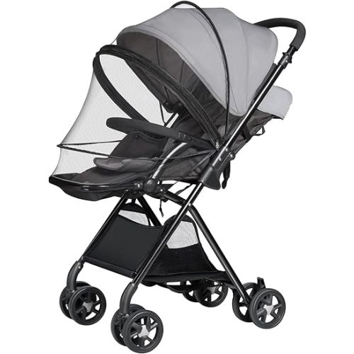 Bemece Universal Baby Stroller Mosquito Net, Durable Mosquito for Stroller with Two-Way Zippers & Storage Bag, Breathable & Foldable Mosquito Nets, Perfect Bug Net for Strollers