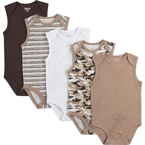 Hanes unisex-baby Baby Bodysuits, Ultimate Flexy Sleeveless for Boys & Girls, 5-pack