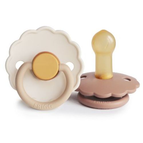 FRIGG Daisy Natural Rubber Pacifier 2-Pack Chamomile/Peach Bronze 6-18 months