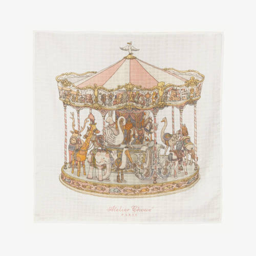 Atelier Choux Paris - White Carousel Swaddle (98cm) | Childrensalon