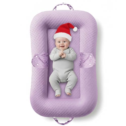 Baby Lounger Pillow : 3-in-1 Infant Lounger for Newborn 0-24 Months, Portable Tummy Time Mat for Home and Travel, Breathable & Soft Baby Seat for Baby, Babies Essentials Gifts