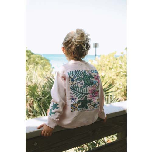 Pink Turtle Little Surfer Girl Crewneck