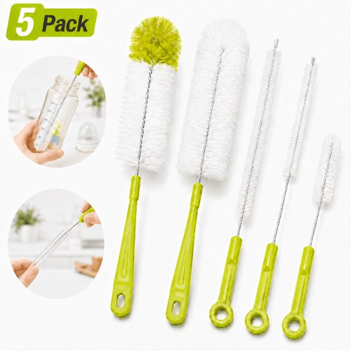 Emlimny Bottle Cleaning Brush Set - Long Handle Bottle Cleaner for Washing Narrow Neck Beer Bottles, Sports Water Bottles with Straw Brush, Kettle Spout/Lid Cleaner Brushes