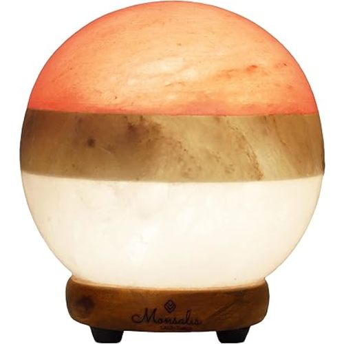 Dual Illumination Salt Rock lamp - Modern Globe Pink White and Grey Design of Salt Lamps with dimmer, Adjustable Glow. 100% Real Himalayan Crystal Round Salt Night Light
