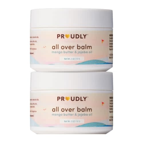 PROUDLY All Over Balm 2-Pack, 2oz Each, for Black & Brown Babies, Dry Skin | Mango butter & jojoba oil soothe eczema, cradle cap & diaper rash. Fragrance-free. By Gabrielle Union & Dwyane Wade.