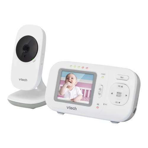 VTech 2-Piece Video Baby Monitor System with 2.4" Color LCD Screen, Automatic Night Vision, White