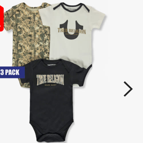 True Religion Baby Boys' 3-Pack Bodysuits