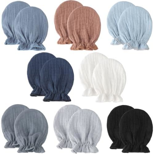 BQUBO Muslin Baby Mittens for Newborn Cotton No Scratch Breathable Gloves