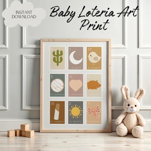 Nursery Loteria Art Print: Mexican Baby Room Decor (Digital Download)