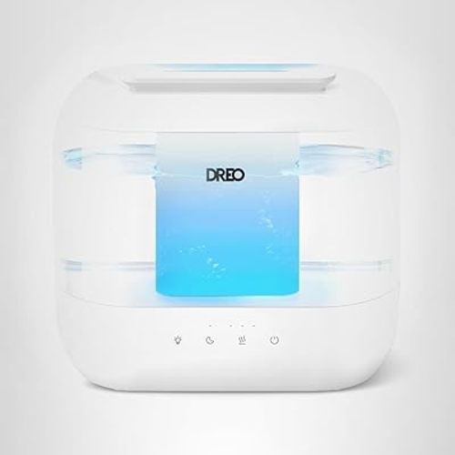 Dreo Humidifiers for Bedroom, 4L Top Fill for Large Room, 36H Runtime, 28 dB Quiet Supersized Cool Mist Air Humidifier for Baby Nursery, Plants, Indoor, Night Light, Easy to Clean & Fill, White