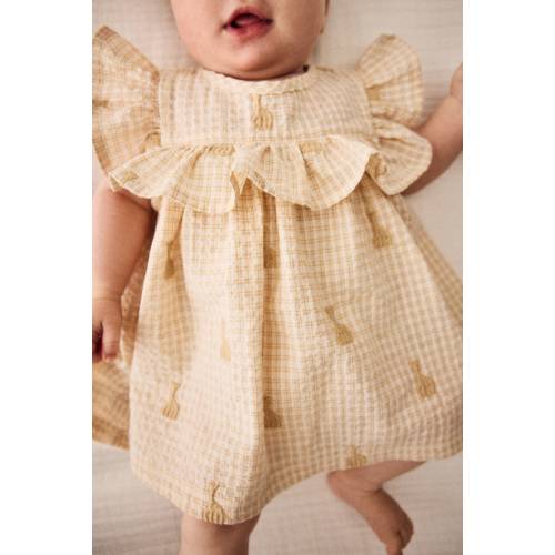 EMBROIDERED-DETAIL SEERSUCKER DRESS