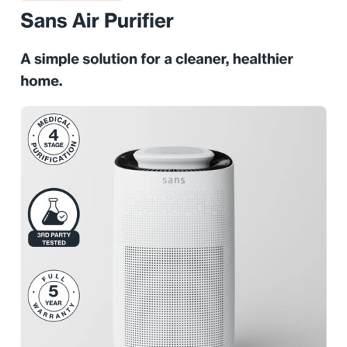 Sans Air Purifier - HEPA 13 Filter, Activated Carbon and UV-C Light