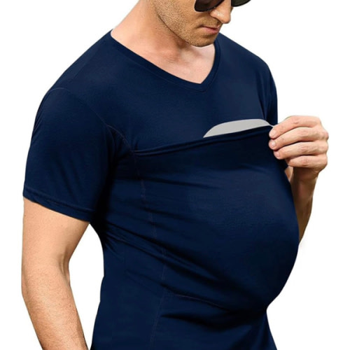 Mens Dad Shirts Baby Carrier Shirt Short Sleeve Skin to Skin New Dad Gifts T-Shirt with Pocket