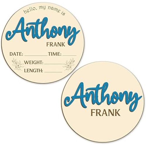 Double Sided - Personalized Newborn Announcement Sign for Hospital, Wooden Birth Announcement Sign for Hospital, Baby Milestone Signs (Printed in USA - Ships Next Day)