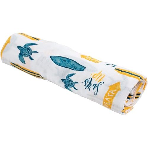 Bebe au Lait Oh So Soft Muslin Swaddle Blanket, Soft Muslin Design, Stylish Pattern - Surf