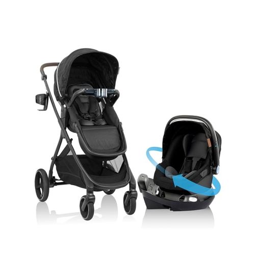 Evenflo Shyft Intuiti+ Travel System Featuring Revolve180 LiteMax™ NXT Rotating Rear-Facing Lightweight Preemie and Infant Car Seat with SensorySoothe 3-30 lbs. (Dubhan Black)