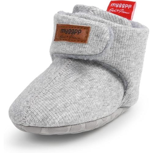 Unisex-Baby Fleece Booties Cozy Baby Bootie Socks Non Skid Gripper Bottom
