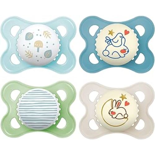 MAM Day & Night Pacifiers, Glow in The Dark Pacifier for Breastfed Babies, 0-6 Months, Boy