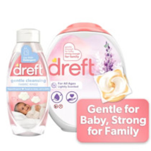 Dreft For All Ages Pacs + Rinse Bundle 45 ct, 48 fl oz