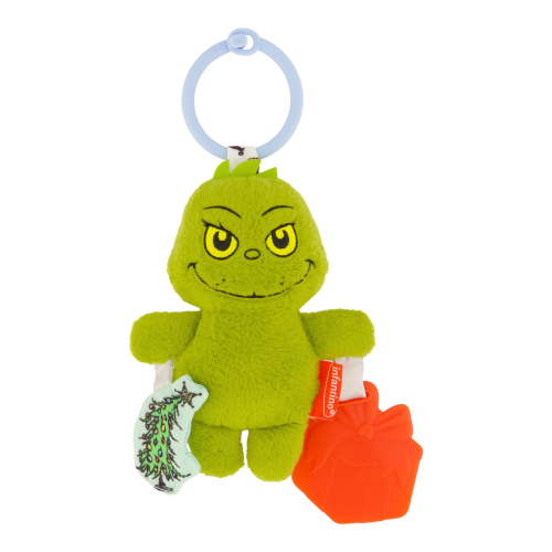 Infantino Chime & Go Tag Along Pal The Grinch, Soft Plush Baby Toy with Teether and Crinkle Tree