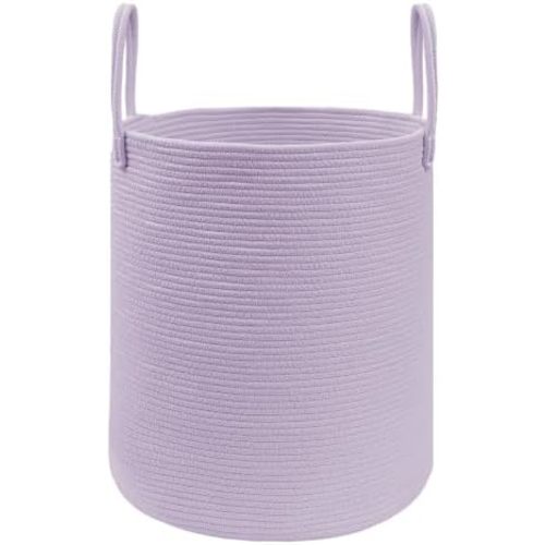 60L Cotton Rope Laundry Basket Hamper, Purple