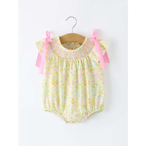 Spring Floral Smocked Baby Girl Romper – Rylee Faith Designs