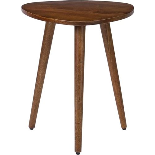 MH London Tri Pin Side Table I Handmade Natural Mango Wood, Naturally Moisture Resistant, Maintenance Free I 16" x 16" x 18" I Tora, Walnut