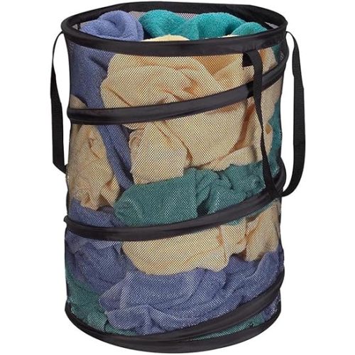Household Essentials 2026 Pop-Up Collapsible Mesh Laundry Hamper | Black, 25" H