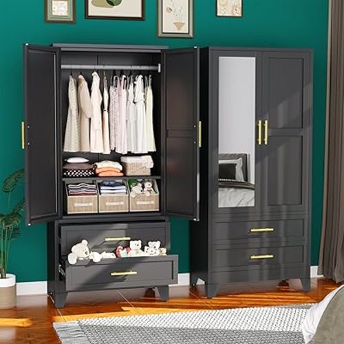 erosoei Metal Armoire Wardrobe Closet, 71 "Metal Clothing Storage Cabinet