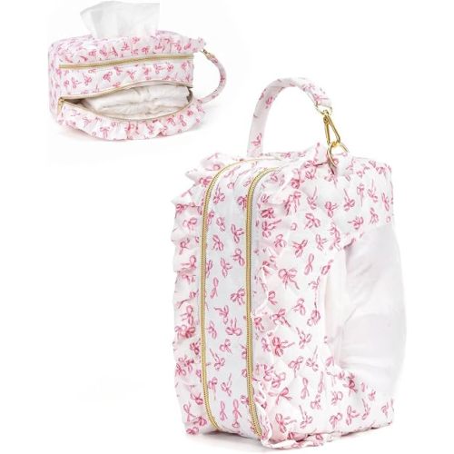 Double-Layer Wipe Holder, Hanging Quilted Wipes Bag Diaper Bag