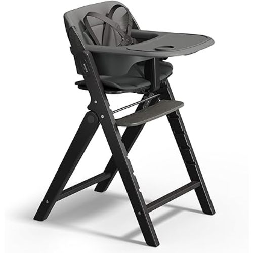 Mamazing GrowPod Pro Wooden Baby High Chair for 6 Months to 300lbs, Easy to Clean with Tray, Compact Foldable Highchair for Kitchen & Dining Room, with 5-Point Safety Harnesses and Guard Bar