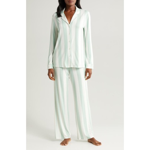 Nordstrom Moonlight Eco Knit Pajamas, Medium, Green Fondant Cabana Stripe