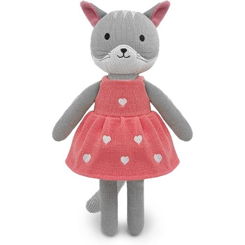 Knitted Cat Stuffed Animal,11 Inch Stuffed Animal Plush Cat Cute Animal Cat Toy for Kids,Soft Cat Toy Plush Knitte Stuff Animal Birthday