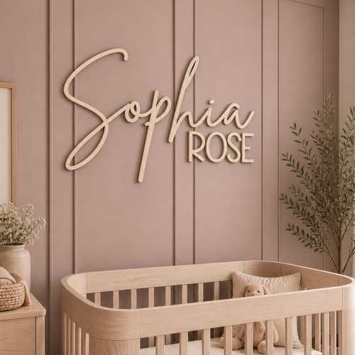 Custom Wood Baby Name Sign, Nursery Name Sign, First Middle Name Sign, Personalized Name Sign, Wall Art For Nursery, Kids Room Decor, Boho
