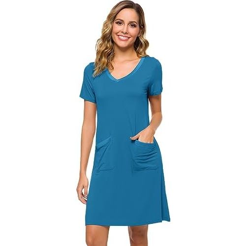 WiWi Soft Nightgown for Women Short Sleeve Sleep Shirts Plus Size Ladies Sleepwear Pajamas S-4X