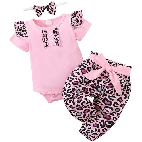 Newborn Baby Girl Clothes Infant Baby Ruffle Romper +Pants + Headband 3 PCS Outfits Set