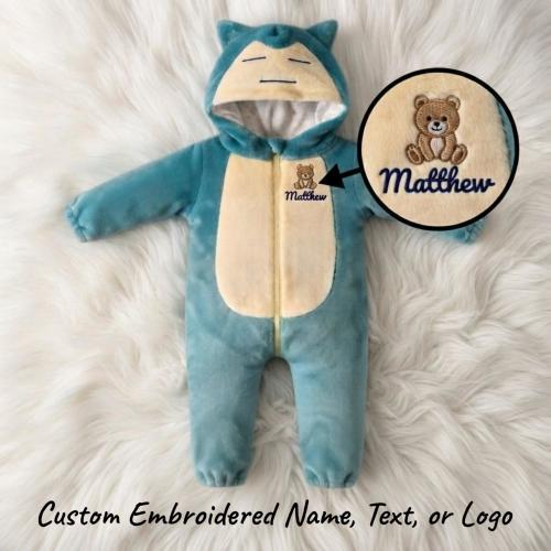 Baby Snorlax Fleece Romper, Anime Inspired Toddler Outfit, cozy newborn fleece onesie
