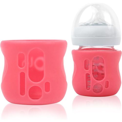 Olababy Silicone Sleeve for Avent Natural Glass Baby Bottles (4 oz, Pink)