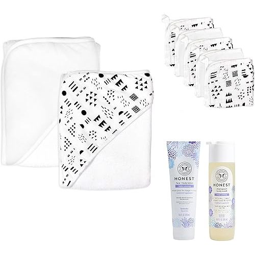 HonestBaby Baby 9-Piece Bubbles and Cuddles 100% Organic Cotton Gift Set Bath and Lotion