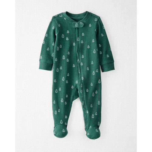 Baby Organic Cotton Waffle Knit Sleep & Play Pajamas in Christmas Tree Print  - Little Planet | Carter's