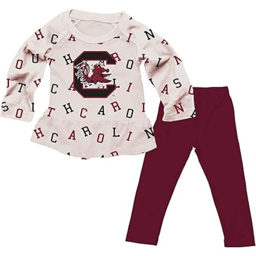 Wes and Willy Infant and Toddler Little Girls College Team All Over Logo Outfit
