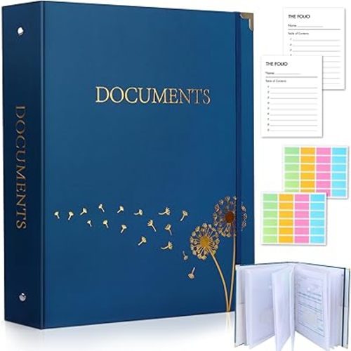 XKDOUS Aesthetic Document Organizer with 9 Pockets, 3 Ring Accordion Binder Folio Folders for Important Papers, A4 Letter Size Expanding File Storage Holder for Home, Office