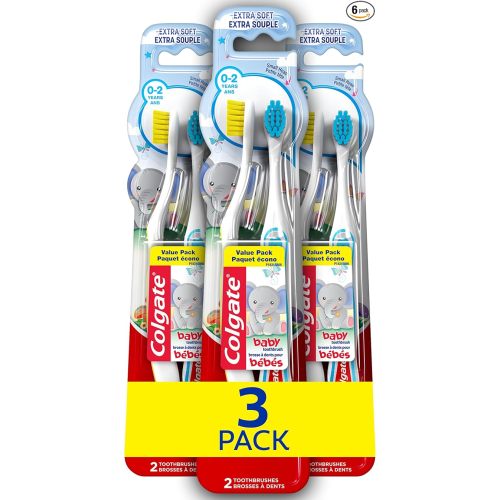 Colgate My First Baby and Toddler Toothbrush, Extra Soft Infant Training Toothbrush, Ages 0-2, 6 Count