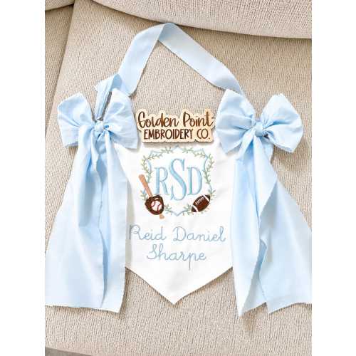 Personalized Baby Sports Door Hanger | Embroidered Hospital Door Hanger | Custom Baby Name Banner | Baseball Football Nursery Decor