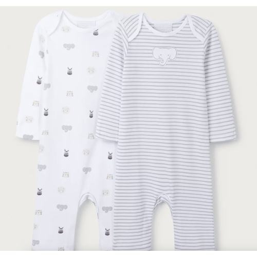 Organic Cotton Safari Sleepsuits – Set of 2 (0–9mths) | Baby Sleepw...