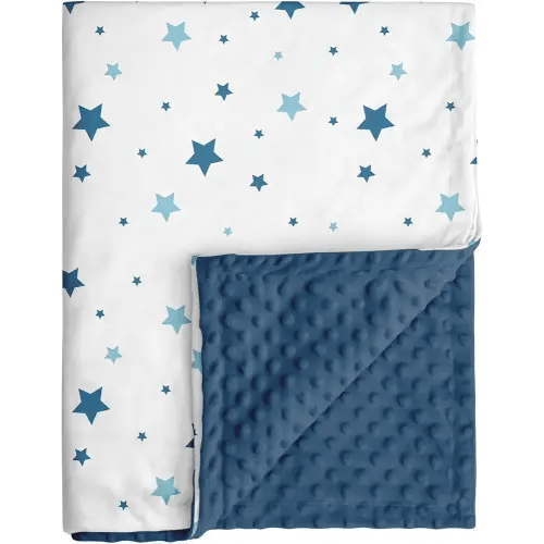 Baby Blankets for Unisex Boys Girls, Soft Nursery Crib Blankets with Dotted Fleece Back for Newborns Toddlers 30x40 Inch Blue Star Bed Throws