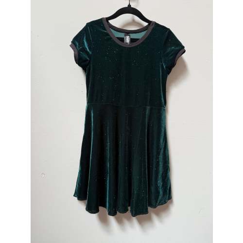 *GENTLY USED* Baby Teith Dark Green Velvet Glitter Dress Size 7/8 Years