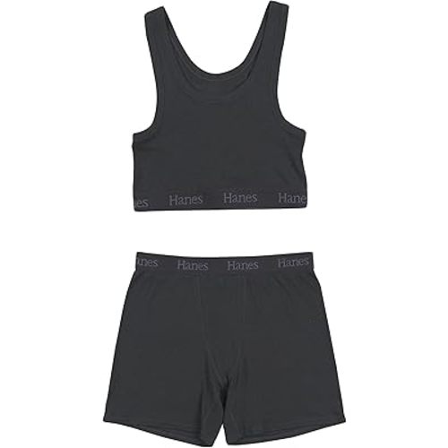 Hanes womens Originals 2-piece Lounge Set, Comfywear Supersoft Crop Top & Boxer Shorts Loungewear Set