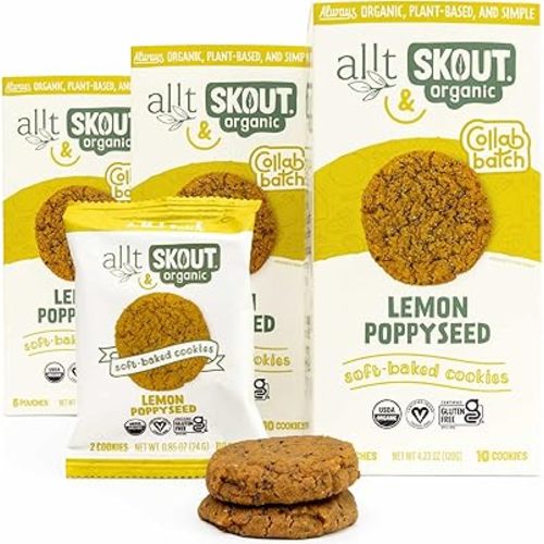 Skout Organic Lemon Poppyseed Soft Baked Cookie (3 Pack) | Soft Baked Cookies | Plant-Based | Vegan | Gluten, Dairy, & Soy Free